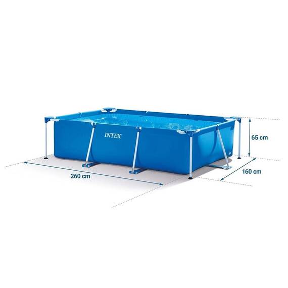 ​Piscina cu cadru, realizata din material PVC durabil cu 3 straturi, capacitate 2282 l, forma dreptunghiulara, 260 x 160 x 65 cm, albastra - 3- Roveli