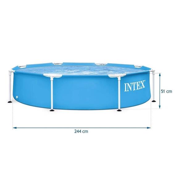 ​Piscina cu cadru, material PVC durabil cu 3 straturi, usor de asamblat, forma rotunda, capacitate 1828 l, 244 x 51 cm, albastra - 3- Roveli