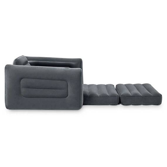 ​Fotoliu gonflabil pliabil Intex, confectionat din PVC si velur, suport pentru pahare, o persoana, 224 x 117 x 66 cm, gri - 3- Roveli