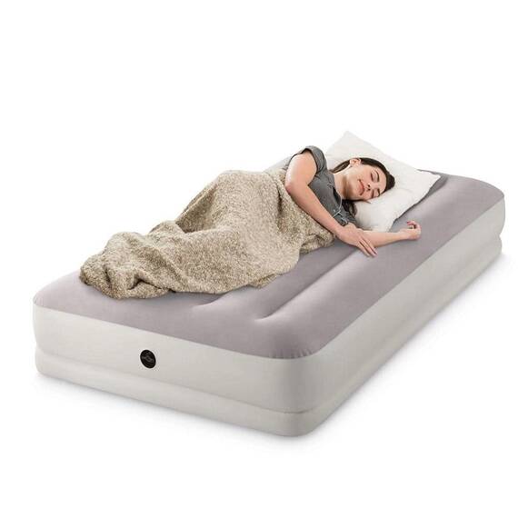 ​Saltea gonflabila Intex, confectionata PVC si velur, cadru din fibre ultradurabile, tehnologia DURA-BEAM, cu pompa electrica, sarcina maxima 136 kg, 191 x 99 x 30 cm, gri - 3- Roveli