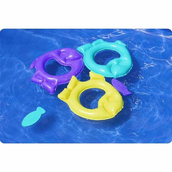 Centru de joaca Bestway, confectionat din PVC, un parc acvatic, 3 inele colorate, 134 x 131 x 73 cm, 84 l, nuante de albastru - 3- Roveli