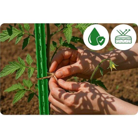 ​Set suport pentru plante, miezul de otel, invelisul din PE, inaltimea 180 cm, cu margini care faciliteaza atasarea unei sfori, 10 bucati, verde - 3- Roveli