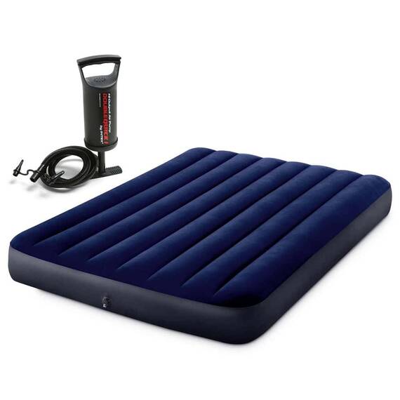 ​Saltea gonflabila Intex, confectionata din PVC si velur, Tehnologie Fiber-Tech, cu pompa cu piston, 191 x 137 x 25 cm, albastra - 3- Roveli
