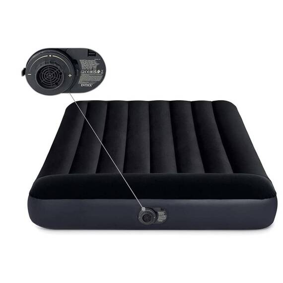 ​Saltea gonflabila Intex, confectionata din PVC si velur, fibrele FiberTech, cu pompa incorporata, 191 x 137 x 25 cm, negru - 3- Roveli