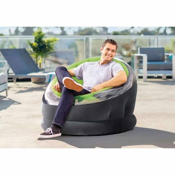 ​Fotoliu gonflabil Intex, confectionat din vinil, 1 persoana, camping/ piscina, 112 x 109 x 69 cm, gri si verde - 3- Roveli