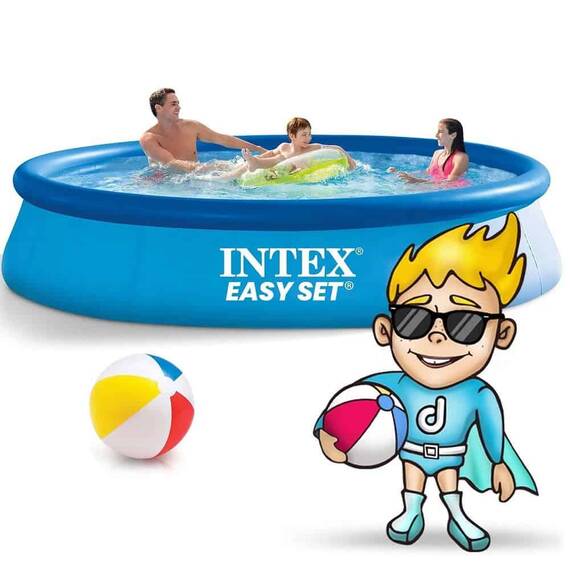 ​Piscina, realizata din material PVC durabil cu 3 straturi, capacitate 3077 l, kit de reparare, 305 x 61 cm, albastra - 4- Roveli