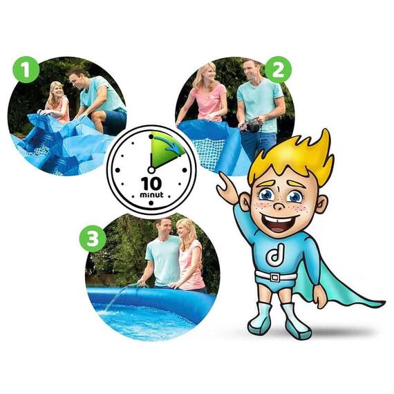 ​Piscina, realizata din material PVC durabil cu 3 straturi, capacitate 1942 l, kit de reparare, 244 x 61 cm, albastra - 4- Roveli