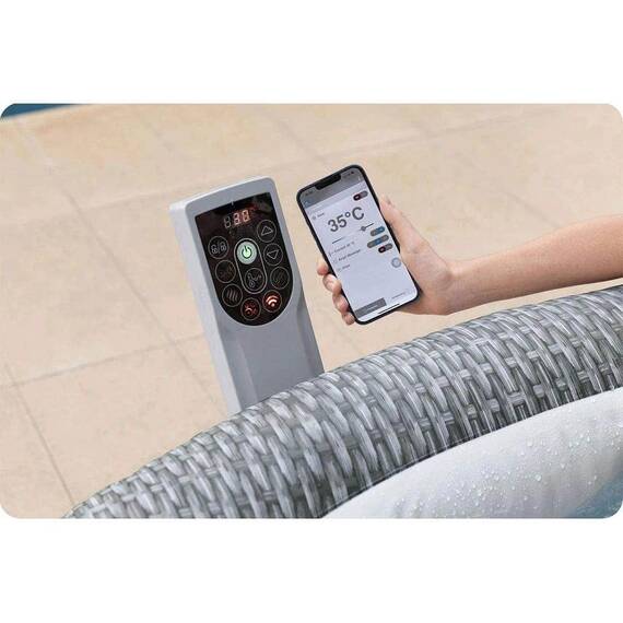 ​Piscina gonflabila, jacuzzi, Lay-Z Bali, pompa de filtrare incorporata, filtru pompa tip VI, prelata, 6 persoane, apa incalzita la 40°, sistem AirJet™, panou de control, aplicatie, 980 litri, 196 x 71 cm - 4- Roveli