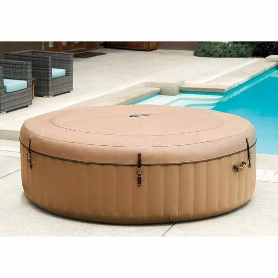 ​Piscina gonflabila cu hidromasaj Intex, pompa de filtrare incorporata, 2 tetiere, 6 persoane, panou de control electronic, apa incalzita pana la 40°, kit de curatare SPA, 1098 litri, 216 x 71 cm, crem - 4- Roveli