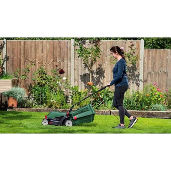 ​Masina de tuns iarba Bosch, motor electric, 1300 W, latime de taiere de 34 cm, maner Ergoflex, tehnologia GrassCombs, sac colector 40 l - 4- Roveli