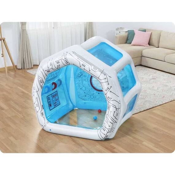 ​Loc de joaca gonflabil Bestway, PVC, in forma de statie spatiala, cu pereti laterali gonflabili, 125 x 105 x 117 cm, alb si bleu - 4- Roveli