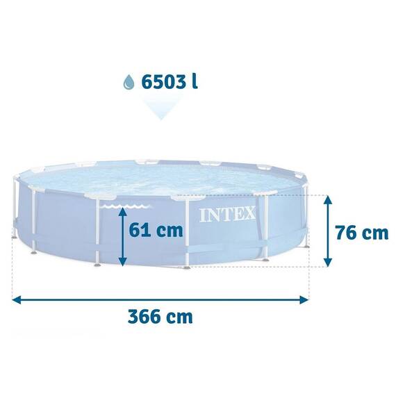 ​Piscina cu cadru, material PVC durabil cu 3 straturi, usor de asamblat, forma rotunda, prelata, capacitate 6503 l, 366 x 76 cm, albastra - 5- Roveli