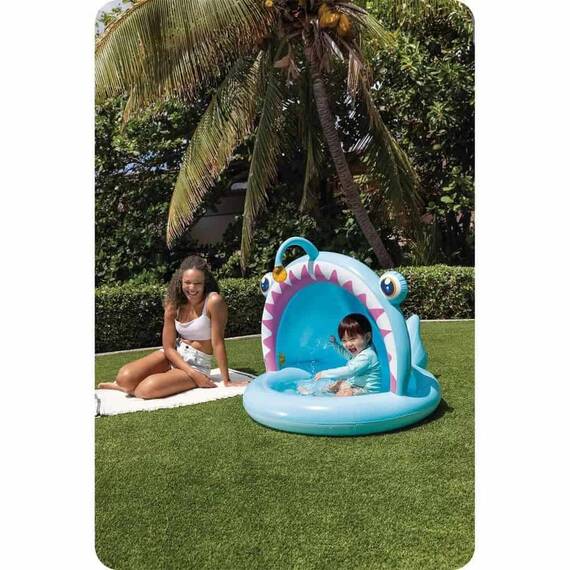 ​Piscina gonflabila pentru copii Intex, cu baza moale si acoperis incorporat, din PVC, in forma de peste, 127 x 102 x 86 cm, albastru - 5- Roveli