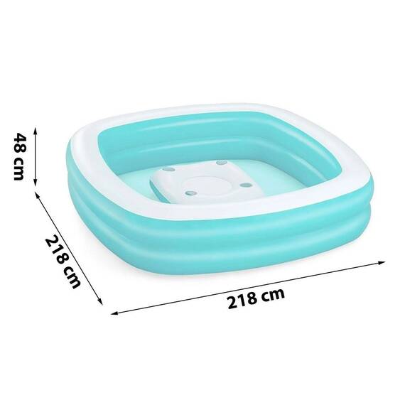 ​Piscina gonflabila Bestway, confectionata din vinil, capacitate 737 l, cu 4 suporturi pentru pahare, 218 x 218 x 48 cm, alb si verde - 5- Roveli