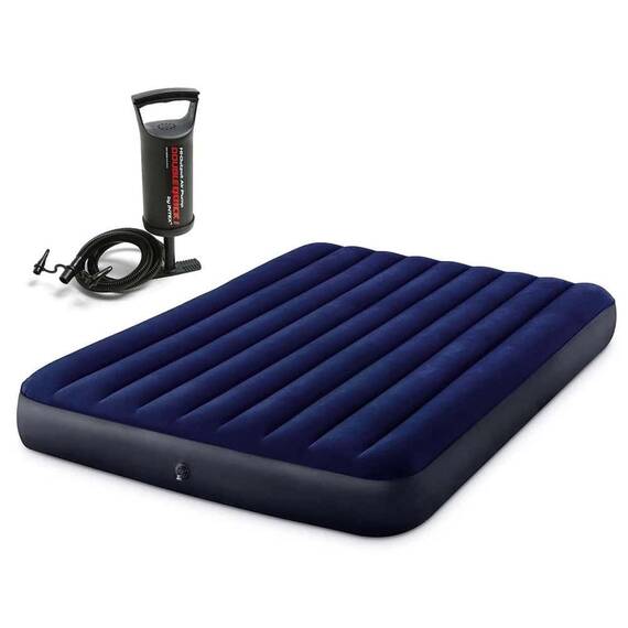 ​Saltea gonflabila Intex, confectionata din PVC si velur, Tehnologie Fiber-Tech, cu pompa cu piston, 203 x 152 x 25 cm, albastra - 5- Roveli