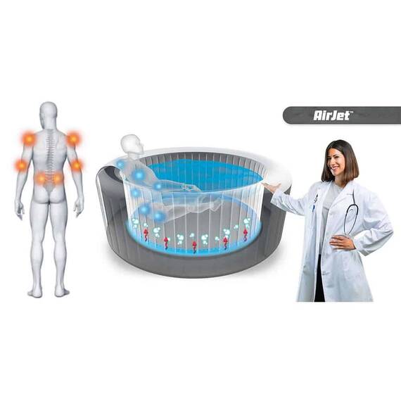 ​Piscina gonflabila, jacuzzi, Lay-Z Bali Brown Bestway, pompa de filtrare incorporata, prelata, 7 persoane, apa incalzita la 40°, sistem inovator AirJet™, panou de control si aplicatie, 1260 l, 216 x 216 x 71 cm - 6- Roveli