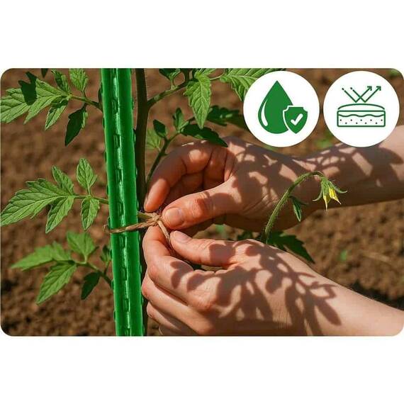 ​Set suport pentru plante, miezul de otel, invelisul din PE, inaltimea 150 cm, cu margini care faciliteaza atasarea unei sfori, 10 bucati, verde - 6- Roveli