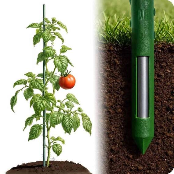 ​Set suport pentru plante, miezul de otel, invelisul din PE, inaltimea 180 cm, cu margini care faciliteaza atasarea unei sfori, 10 bucati, verde - 7- Roveli