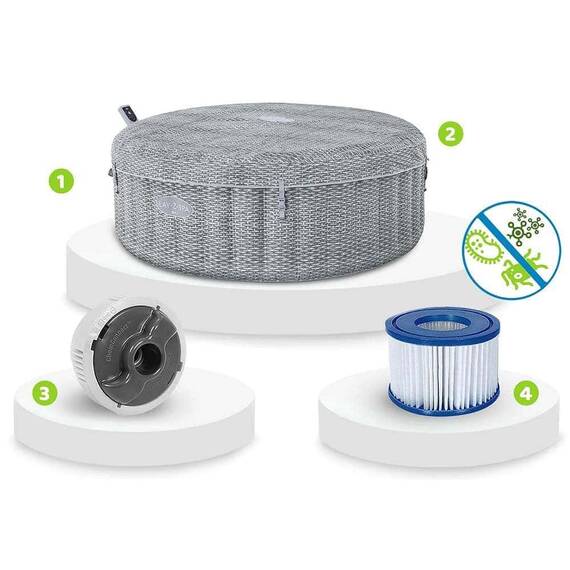 ​Piscina gonflabila, jacuzzi, Lay-Z Bali, pompa de filtrare incorporata, filtru pompa tip VI, prelata, 6 persoane, apa incalzita la 40°, sistem AirJet™, panou de control, aplicatie, 980 litri, 196 x 71 cm - 8- Roveli