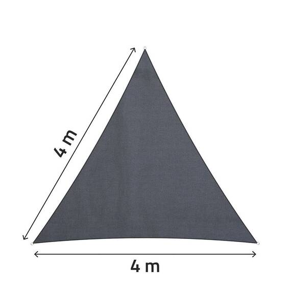 ​Panza parasolar, pentru terasa, balcon, gradina, material PE tesut dens de 180 g/m², rezistent la apa, cu 3 snururi de prindere, forma triunghiulara, 400 x 400 x 400 cm, gri - 4- Roveli