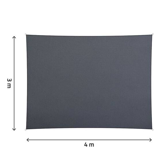 Panza parasolar, pentru terasa, balcon, gradina, material PE tesut dens de 180 g/m², rezistent la apa, cu 4 snururi de prindere, forma dreptunghiulara, 400 x 300 cm, gri - 5- Roveli