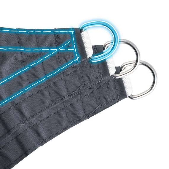 ​Panza parasolar, pentru terasa, balcon, gradina, material PE tesut dens de 180 g/m², rezistent la apa, cu 3 snururi de prindere, forma triunghiulara, 400 x 400 x 400 cm, gri - 8- Roveli