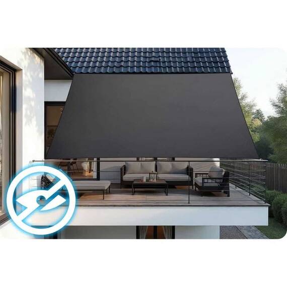 Panza parasolar, pentru terasa, balcon, gradina, material PE tesut dens de 180 g/m², rezistent la apa, cu 4 snururi de prindere, forma dreptunghiulara, 400 x 300 cm, gri - 9- Roveli