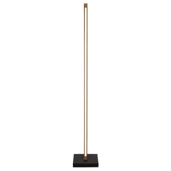 ​Lampadar LED, structura din metal, abajur din plastic, LED incorporat cu o putere de 23.5W, 520 lm, lumina calda, 1130 x 180 mm, IP20, negru mat si aspect lemn - - Roveli