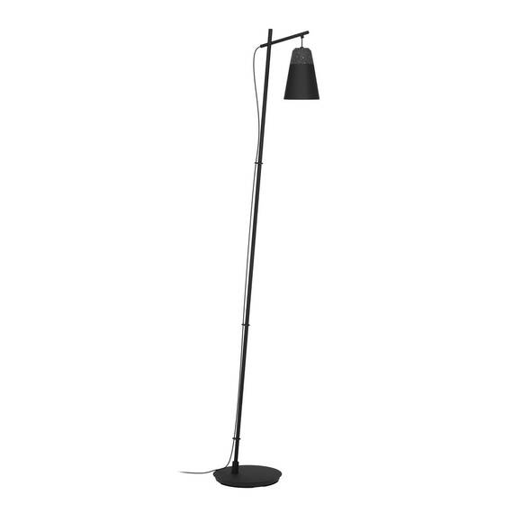 ​Lampadar, abajurul din ceramica gri si alb, baza rotunda realizata din metal negru mat, sursa cu soclu E27, 40W, 1785 x 465 mm, IP20 - - Roveli