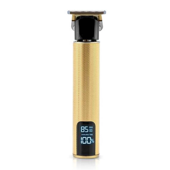 ​Aparat de tuns, lama de otel, afisaj LCD, de la 1 la 9 mm, timp de functionare 2,5 ore, 3 viteze de rotatie 8500 / 7500 / 6000 RPM, incarcare USB-C, auriu si negru - - Roveli
