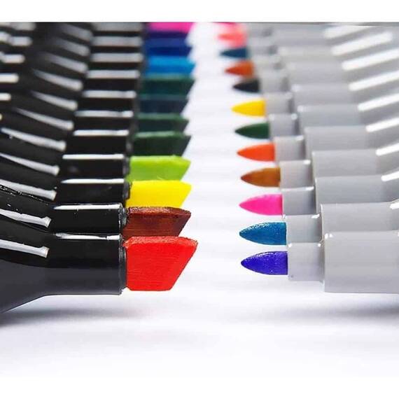 ​Set 80 markere duble DacEnergy©, cerneala pe baza de alcool, cu varf de 1 mm si 6 mm, cu geanta, nuante vibrante, intense, colorate - 10- Roveli