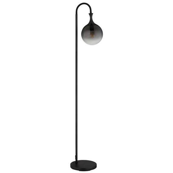 ​Lampadar, structura metalica, abajur din sticla fumurie, sursa cu soclu E27, 10 W, IP20, 1520 x 250 mm, negru mat - 2- Roveli
