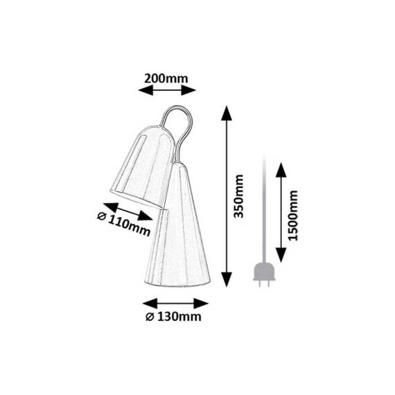 ​Veioza, realizata din metal, abajurul in forma de clopot, design modern si compact, soclu E14, 40 W, 350 x 130 mm, culoare neagra - 2- Roveli