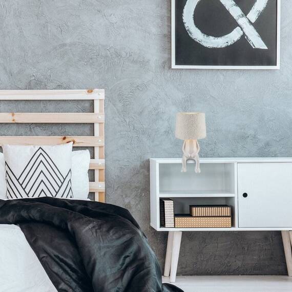 ​Veioza de masa, design jucaus, abajur textil pufos, corp din ceramica, un bec cu soclu E14, 40 W, 280 x 150 mm, crem - 2- Roveli