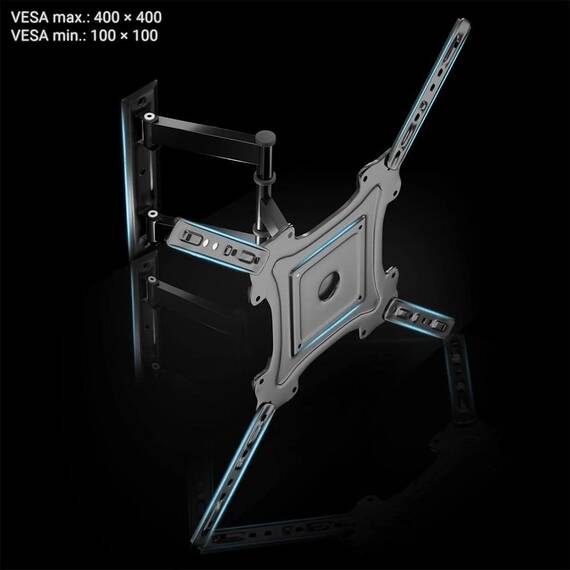 ​Suport TV cu doua brate Humberg, pentru ecrane de 17-56 de inci, 35 kg, kit complet de asamblare, reglarea verticala de la -5° la 8°, rotatia de pana la 180° - 2- Roveli