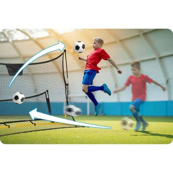 ​Poarta de fotbal Neo Sport 2 in 1 cu doua fete, cadru stabil din otel, plasa din material PE durabil, 4 cuie de montare inclusi, 210 x 120 x 35 cm, negru - 2- Roveli