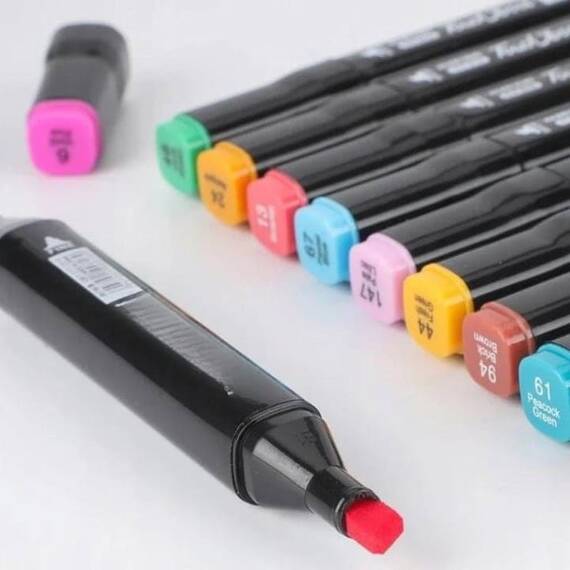 ​Set 36 markere duble DacEnergy©, cerneala pe baza de alcool, cu varf de 1 mm si 6 mm, cu geanta, nuante vibrante, intense, colorate - 2- Roveli