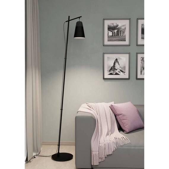 ​Lampadar, abajurul din ceramica gri si alb, baza rotunda realizata din metal negru mat, sursa cu soclu E27, 40W, 1785 x 465 mm, IP20 - 3- Roveli