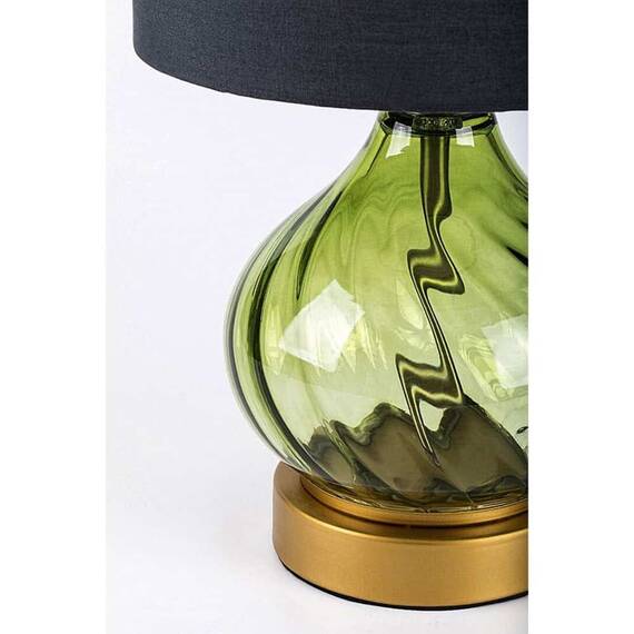 ​Veioza, corpul lampii este realizat din sticla, abajur cilindric, un bec cu soclu E14, 25 W, 330 x 200 mm, IP20, verde si negru - 3- Roveli