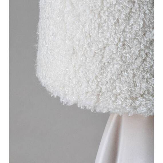​Veioza de masa, design jucaus, abajur textil pufos, corp din ceramica, un bec cu soclu E14, 40 W, 280 x 150 mm, crem - 3- Roveli