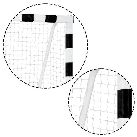 ​Poarta de fotbal pentru copii, cadru stabil, din otel de inalta calitate, plasa de polietilena, asamblare usoara, usor de mutat, alb si negru, 300 x 200 x 90 cm - 3- Roveli