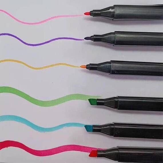 ​Set 36 markere duble DacEnergy©, cerneala pe baza de alcool, cu varf de 1 mm si 6 mm, cu geanta, nuante vibrante, intense, colorate - 3- Roveli