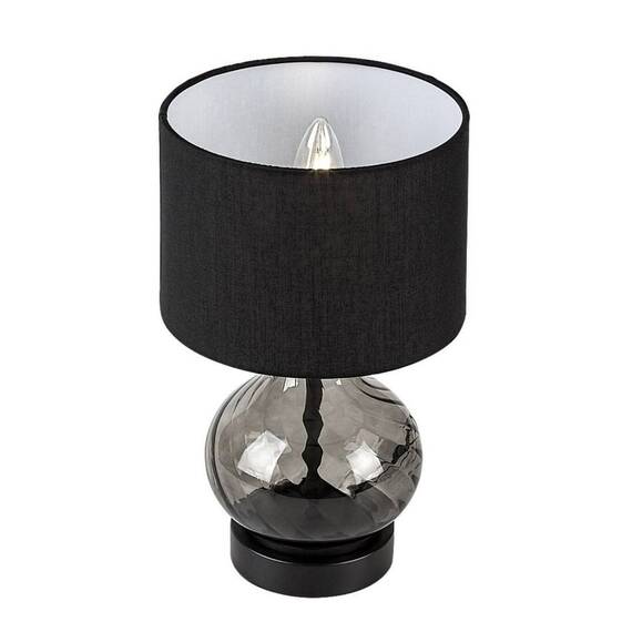 ​Veioza, corpul este realizat din sticla fumurie, abajur cilindric, un bec cu soclu E14, 25 W, 330 x 200 mm, IP20, negru - 4- Roveli