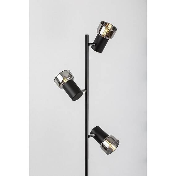 ​Lampadar, structura metalica, forma inspirata de ramurile unui copac, E14, 3 surse de lumina, 1500 x 230 mm, finisaj negru combinat cu sticla fumurie - 5- Roveli