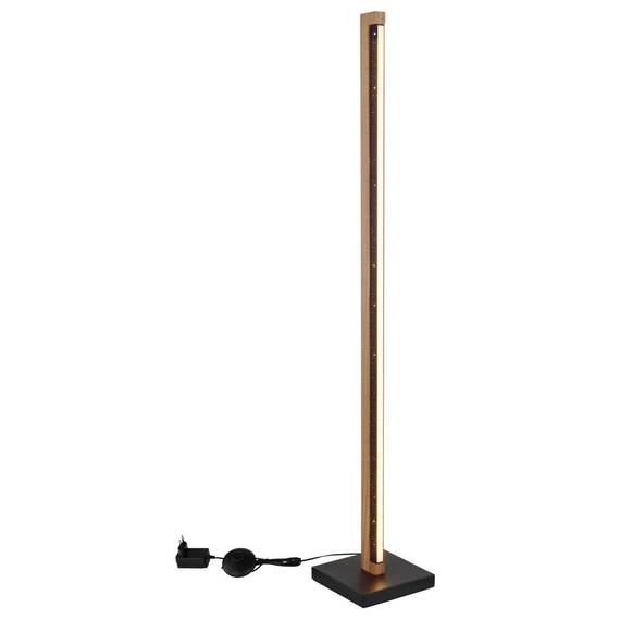 ​Lampadar LED, structura din metal, abajur din plastic, LED incorporat cu o putere de 23.5W, 520 lm, lumina calda, 1130 x 180 mm, IP20, negru mat si aspect lemn - 5- Roveli
