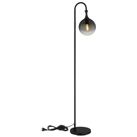 ​Lampadar, structura metalica, abajur din sticla fumurie, sursa cu soclu E27, 10 W, IP20, 1520 x 250 mm, negru mat - 5- Roveli