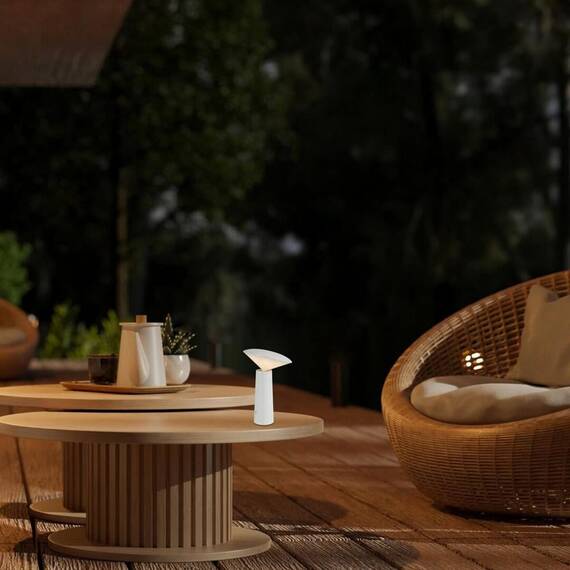 ​Veioza LED pentru exterior, realizata din plastic, abajur in forma de diamant, lumina calda, neutra, rece, bateria integrata de 3.7 V 2000 mAh, cablu USB-C, 3 W, alb - 5- Roveli