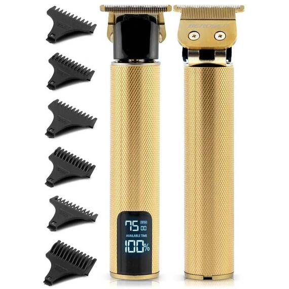 ​Aparat de tuns, lama de otel, afisaj LCD, de la 1 la 9 mm, timp de functionare 2,5 ore, 3 viteze de rotatie 8500 / 7500 / 6000 RPM, incarcare USB-C, auriu si negru - 5- Roveli