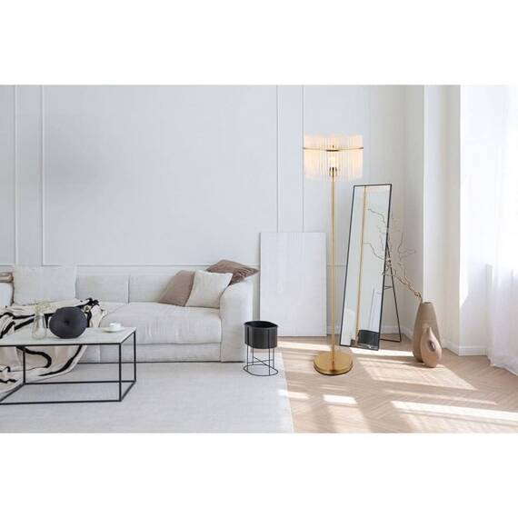 ​Lampadar, structura din metal, tije din sticla transparenta, dulie E27, 60W, 1520 x 380 mm, IP20, auriu mat - 5- Roveli