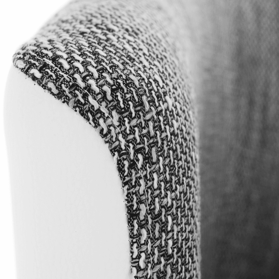 Fotoliu de club, piele eco alb/material gri, CUBA - 6- Roveli
